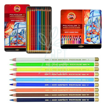 Набір олівців кольорових POLYCOLOR, в металевій коробці, KOH-I-NOOR
