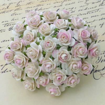 Квіти паперові Троянда Open Rose, біло-рожева, 1 см, 10 шт., Тайланд