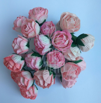 Квіти паперові Півонія, рожеві тони, 3 см, 5 шт., Тайланд