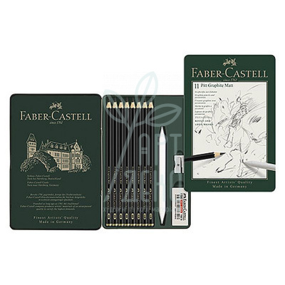 Набір олівців графітних PITT Graphite Matt, в металевій коробці, 11 предметів, Faber-Castell