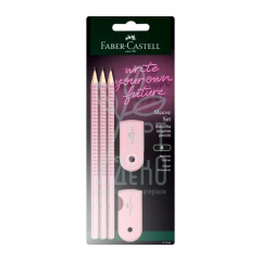 Набір олівців графітних GRIP 2001 В, 3 шт + гумка та точилка 1827 Rose Shadows, Faber Castell