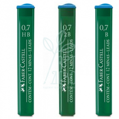 Грифелі Polymer для механічного олівця, 0,7 мм, 12 шт., Faber-Castell