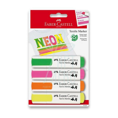 Набір маркерів для тканини Textile Neon, 4 шт, Faber-Castell