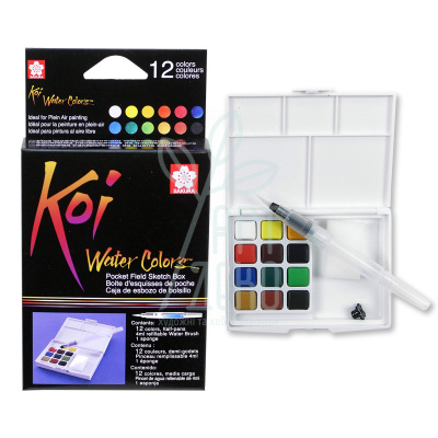 Набір акварельних фарб KOI Watercolors Sketchbox, 12 кол., SAKURA
