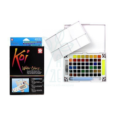 Набір акварельних фарб KOI Watercolors Sketchbox, 48 кол., SAKURA