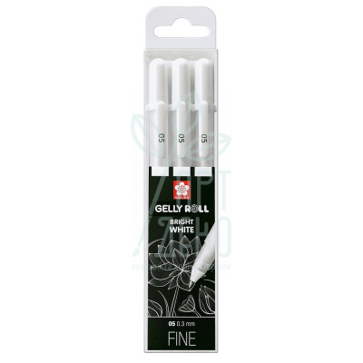 Набір ручок гелевих Gelly Roll Basic 05 Fine White, 3 шт, Sakura