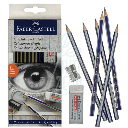 Набір олівців графітних Goldfaber 1221, 6 шт + гумка + точилка, Faber-Castell