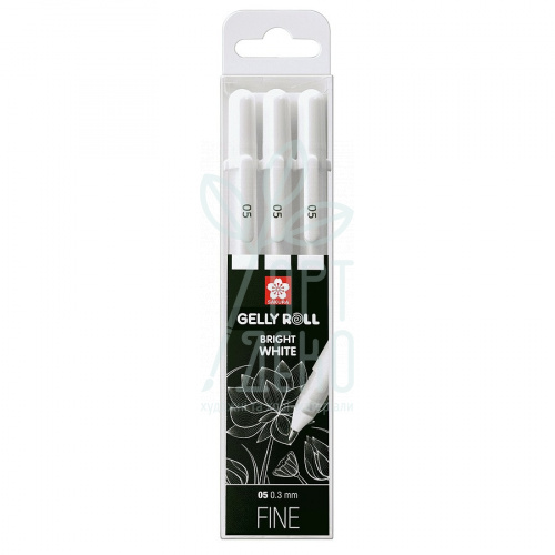 Набір ручок гелевих Gelly Roll Basic 05 Fine White, 3 шт, Sakura