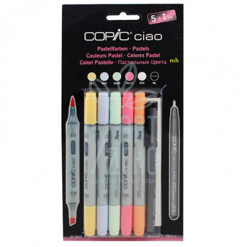 Набір маркерів Ciao Set "5+1", Пастельнi кольори, + лайнер, Copic