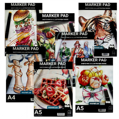 Альбом для маркерів "Design", А4 (21х29,7 см), 75 г/м2, 50 л., Monet
