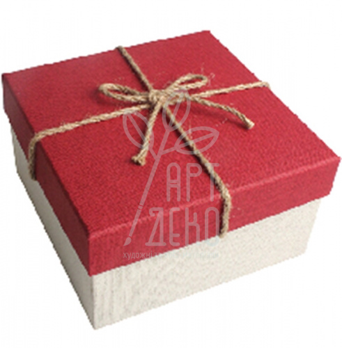 Коробка подарункова з бантом (шнур), червона, Україна