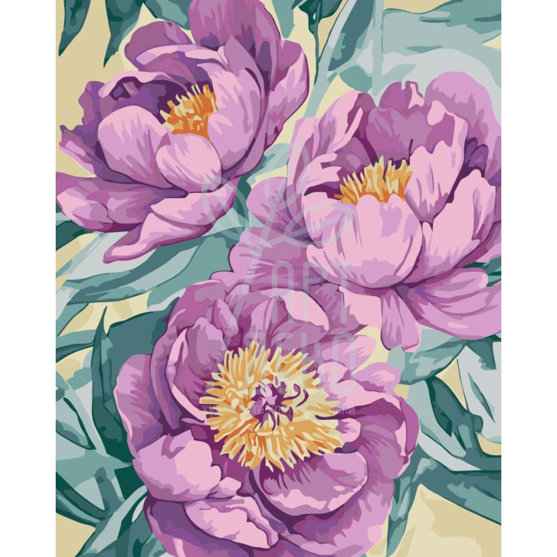 Набір для розпису за номерами "Лілові квітки", 40х50 см, ArtCraft