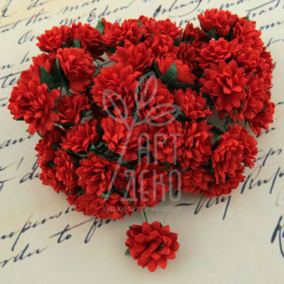Квіти паперові Ромашка айстрова, червона, 1,5 см, 10 шт., Тайланд