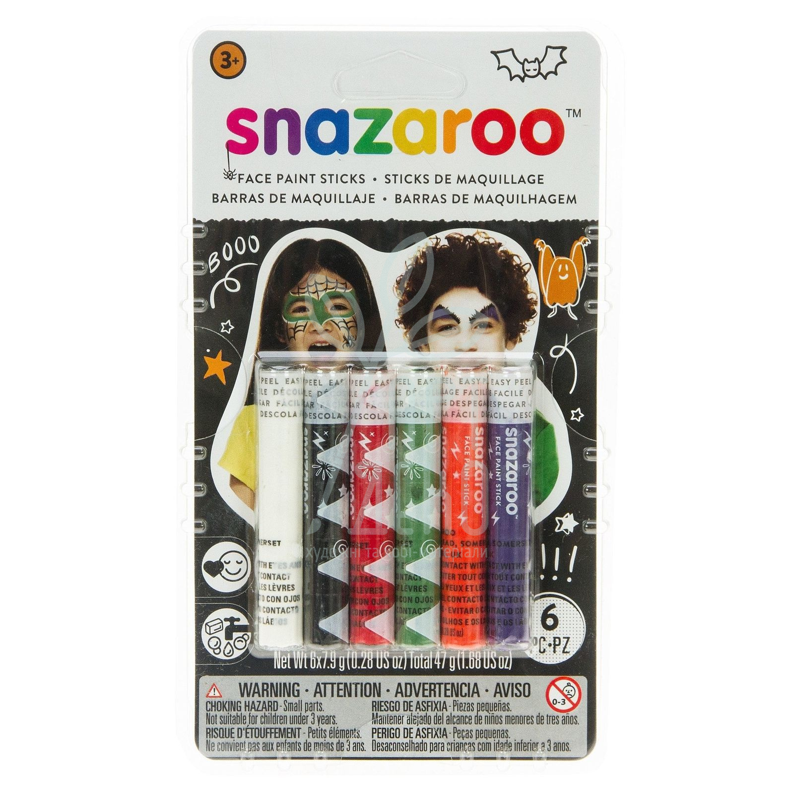 Набір фарб для аквагриму Halloween face painting sticks set, 6 шт., Snazaroo