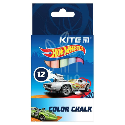Набір крейди кольорової Hot Wheels", 12 шт, Kite