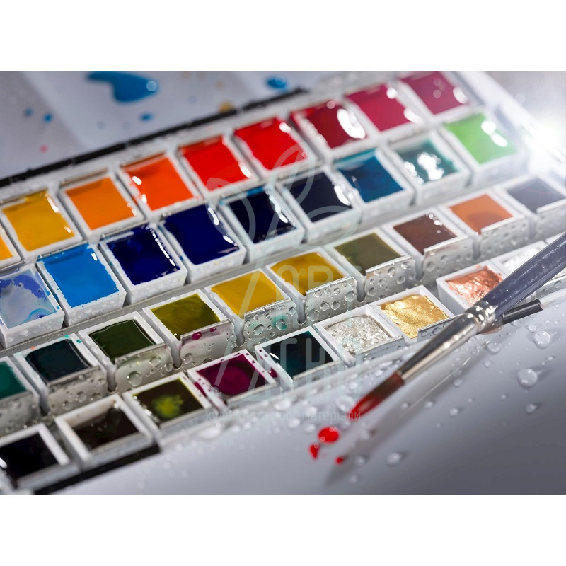 Набір акварельних фарб Van Gogh, в металевому пеналі, кювети, 48 кол., Royal Talens