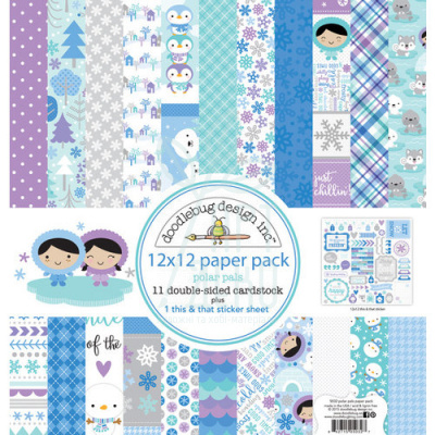 Набір паперу 30x30 см Рolar pals paper pack, Doodlebug