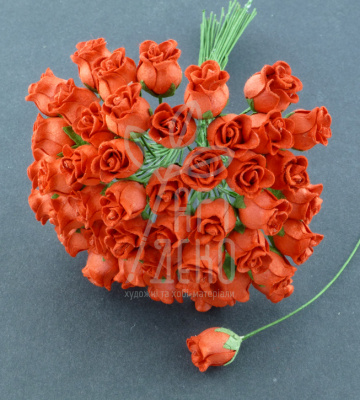 Квіти паперові Бутон шипшини, червоні, 0,8 см, 10 шт., Тайланд