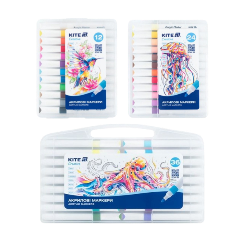 Набір маркерів акрилових Jumbo Creative, Kite 