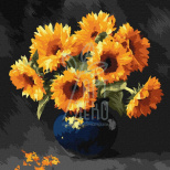 Набір для розпису за номерами "Соняшник в темряві", 40х40 см, Ідейка