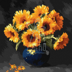 Набір для розпису за номерами "Соняшник в темряві", 40х40 см, Ідейка