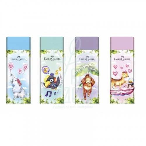 Гумка вінілова Веселі Джунглі, прямокутна, 62х21,8х11,5 мм, Faber-Castell