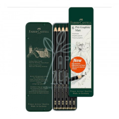 Набір олівців графітних PITT Graphite Matt, 2B-12B, в метал. коробці, 6 шт, Faber-Castell