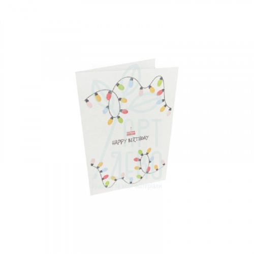 Листівка "Happy birthday" ліхтарики, 7х9,5 см, Україна