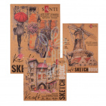 Скетчбук для графіки, крафт папір, 80 г/м2, 50 л., Santi