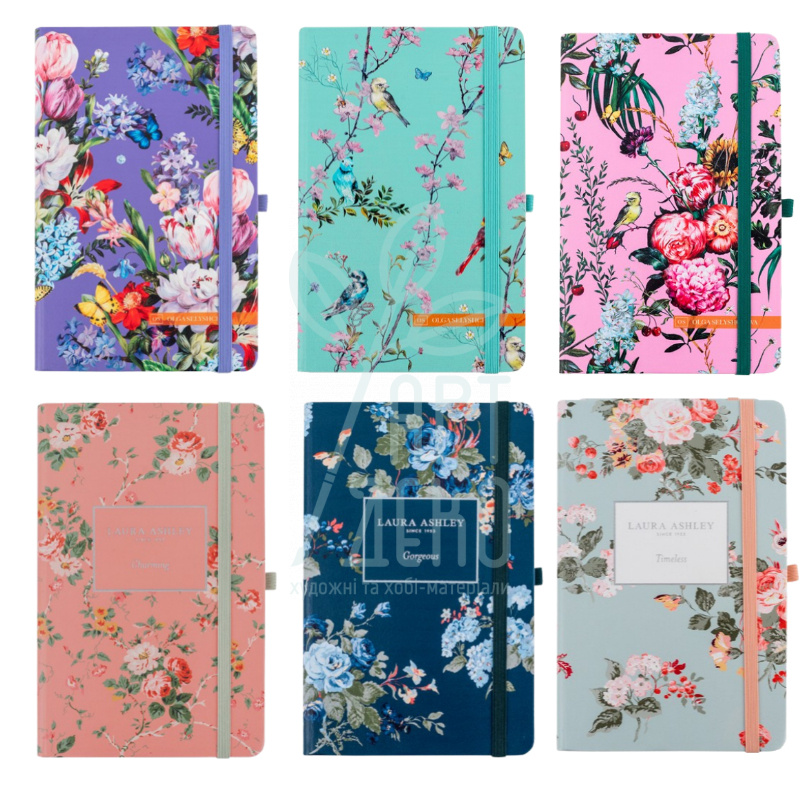 Книга записна Laura Ashley/Olga Selyshcheva, клітинка, 12,5х19,5 см, 96 л., Axent