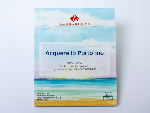 Склейка для акварелі, гуаші, акрилу Acquerello Portofino HPDS, 16х20,5 см, 300 г/м2, 10 л., Magnani