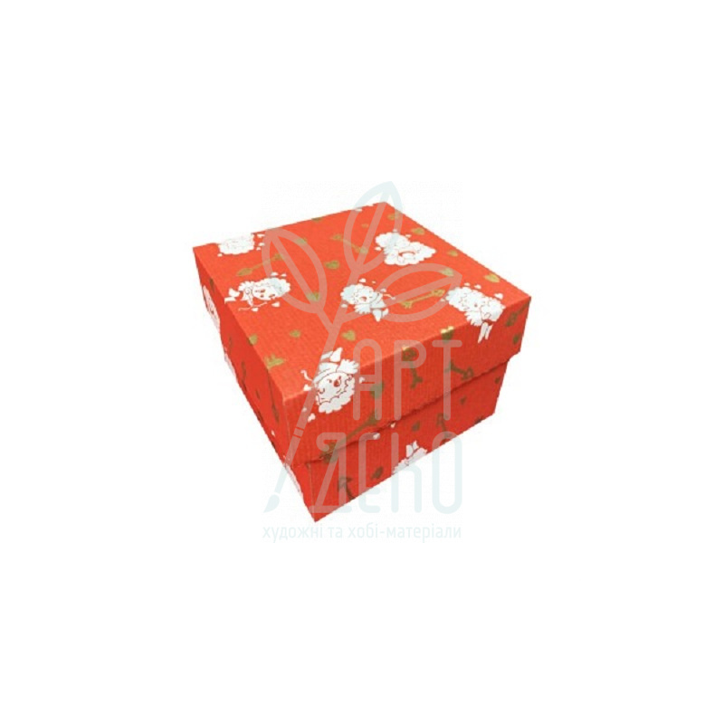Коробка подарункова, гофрокартон "Купідони", 18х18х12 см, Україна
