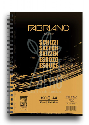 Альбом для ескізів Schizzi Sketch, спіраль, А4 (21х29,7 см), 90 г/м2, 120 л., Fabriano