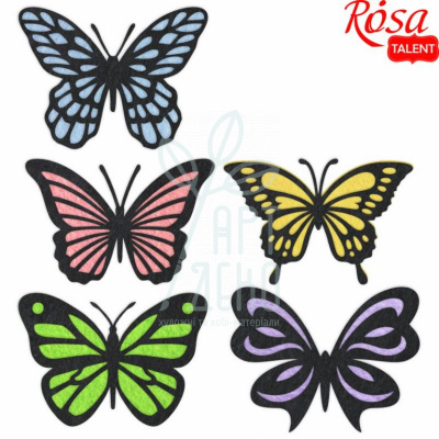 Набір фетрових заготовок "Метелики" 2, 5,3х7 см, 10 шт., ROSA TALENT