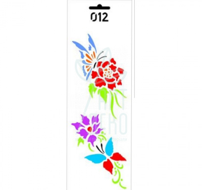 Трафарет універсальний №012, серія "Метелики та квіти", 11х33 см, ROSA Talent