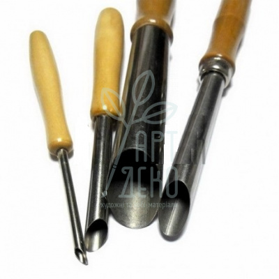 Набір металевих трубчастих стеків К-16, дерев'яна ручка, 4 шт., Китай