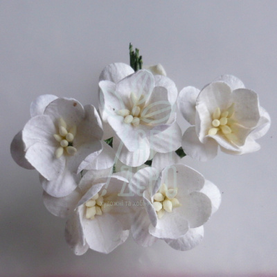 Квіти паперові Цвіт вишні, білий, 2,5 см, 5 шт., Тайланд