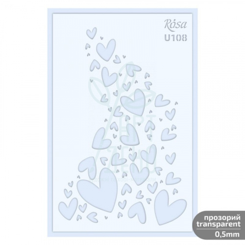 Трафарет багаторазовий універсальний, прозорий, №U108, серія "Love", 13х20 см, ROSA Talent
