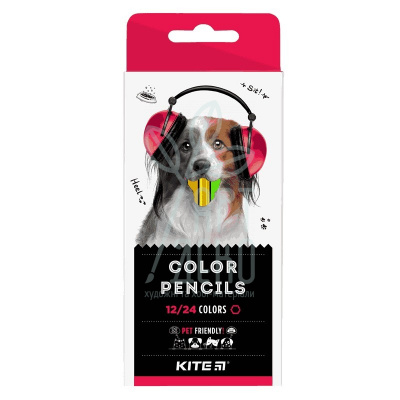 Набір олівців кольорових "Dogs", двосторонні, 12 шт. Kite