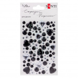 Набір страз самоклеючих "Heart mix", чорні/срібло, 109 шт, Santi