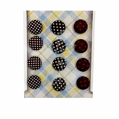 Набір гудзиків з тканини самоклеючих "Крапка", коричневі відтінки, 16 мм, 12 шт, ROSA Talent