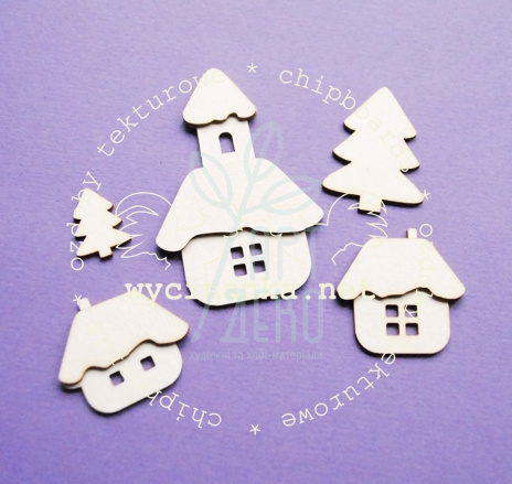 Набір чипбордів "Зимовий пейзаж", 5 шт, Wycinanka