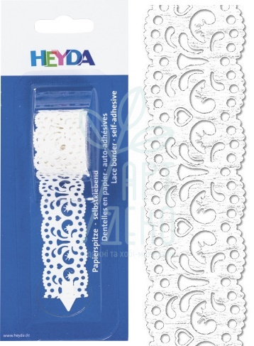 Стрічка паперова самоклеюча "Філігрань", Біла, 24 мм х 2 м, Heyda