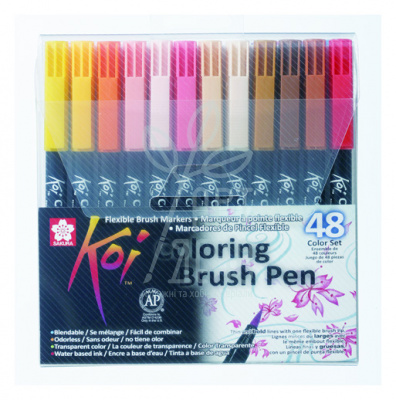 Набір маркерів-пензлів акварельних KOI Coloring Brush Pen, 48 шт., Sakura