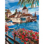 Набір для розпису за номерами "Чарівна Швейцарія", 50х65 см, Ідейка