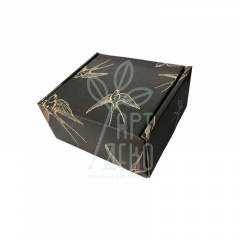 Коробка подарункова, гофрокартон "Ластівки", 21х20,5х10,5 см, чорна, Україна