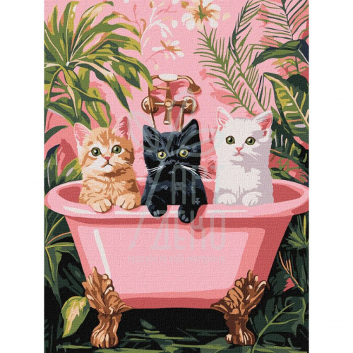 Набір для розпису за номерами "Коти у ванній", 30х40 см, Ідейка