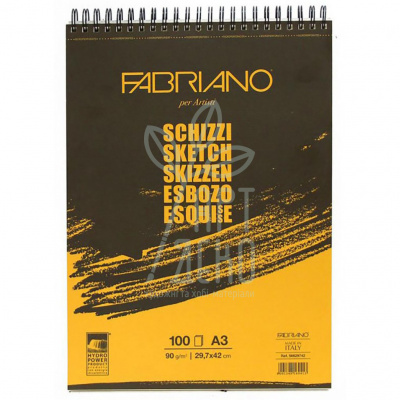 Альбом для ескізів Schizzi Sketch, спіраль, А3 (29,7х42 см), 90 г/м2, 100 л., Fabriano