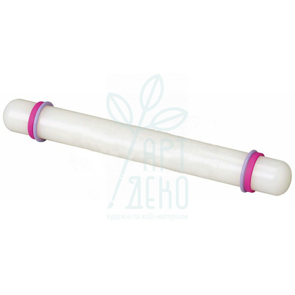 Качалка пластикова для полімерної глини, з обмежувачами, Ø 2,6 см, довж. 33 см, Fondant