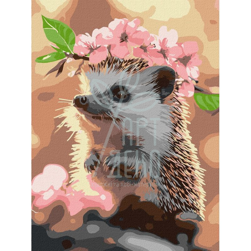 Набір для розпису за номерами "Їжачок у вишневому цвітінні", 30х40 см, Ідейка